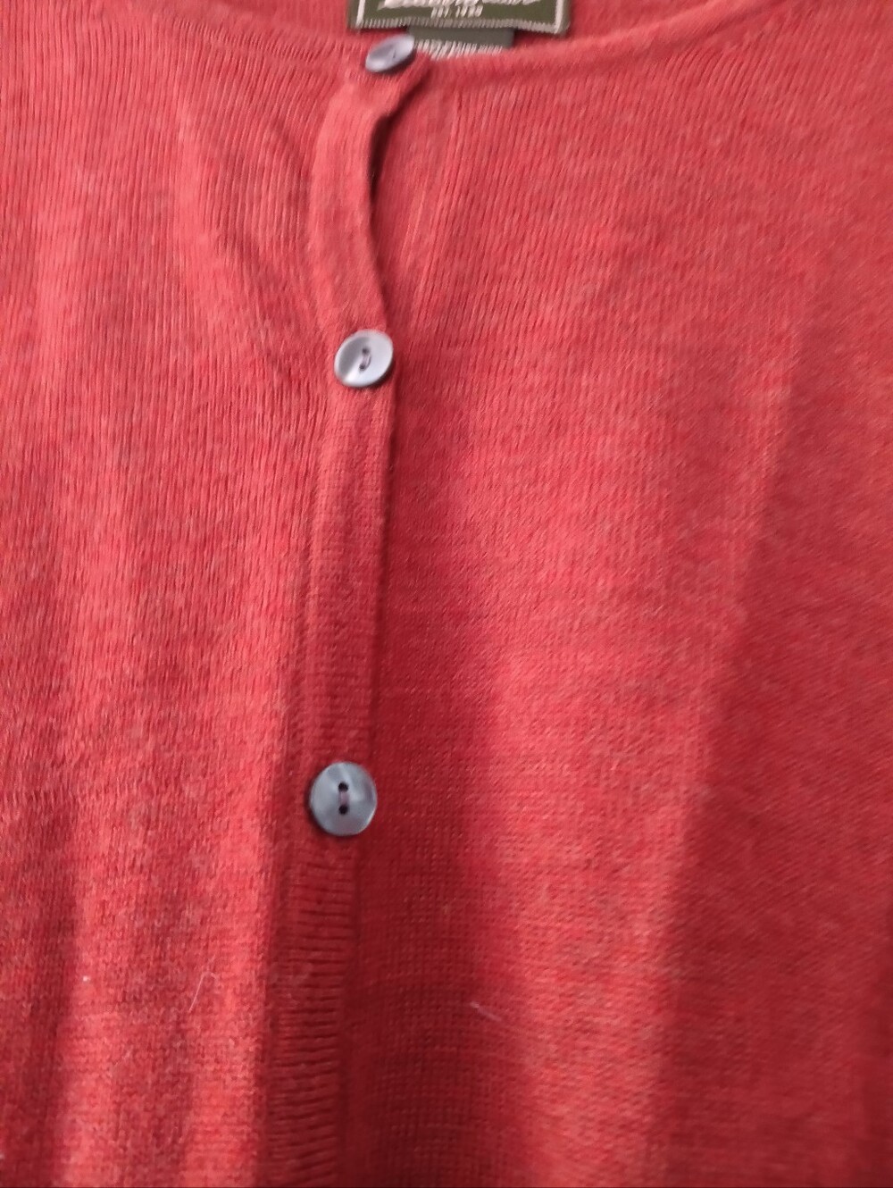 Eddie Bauer Fine Italian Merino Wool Burnt Orange Button Cardigan Sweater L - Picture 3 of 6